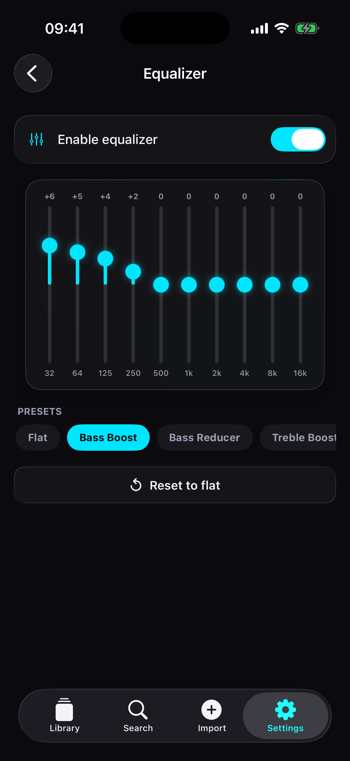 Crate 10-band equalizer screen