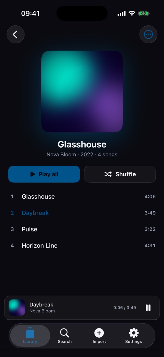 Crate playlist screen